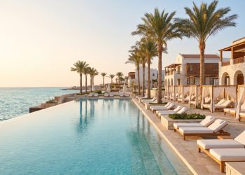 Luxury Rixos beach resort and infinity pool on Egypt’s Red Sea coast