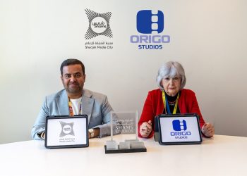 Training programme from Origo Studios to support Shams Production Hub team: representatives of Sharjah Media City (Shams) and Origo Studios at the partnership signing